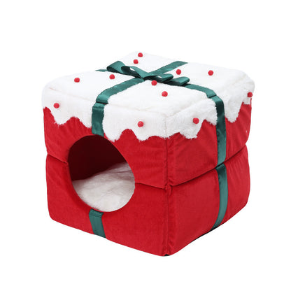 Cama navideña para gatos: regalo de Papá Noel