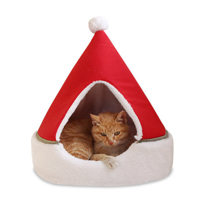 Cama navideña para gatos: árbol y gorro de Papá Noel