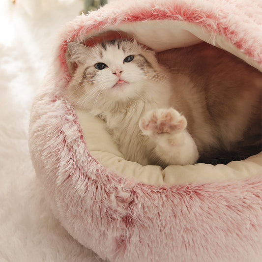 Cama semicerrada y cálida para gatos