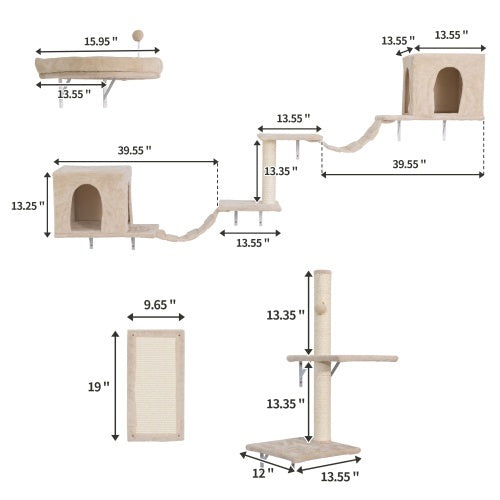 Árboles para gatos montados en la pared