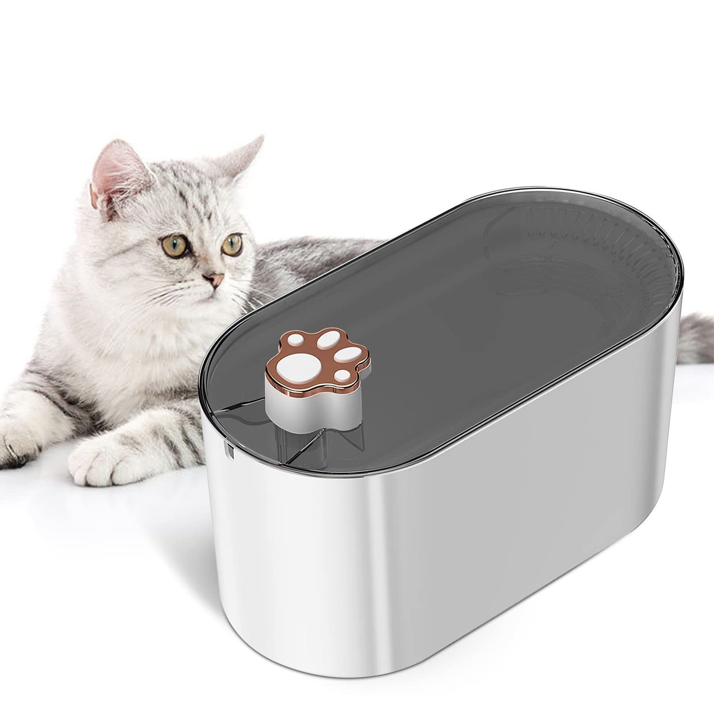 Fuente de agua para gatos con luz LED: dispensador automático ultrasilencioso de 3 l