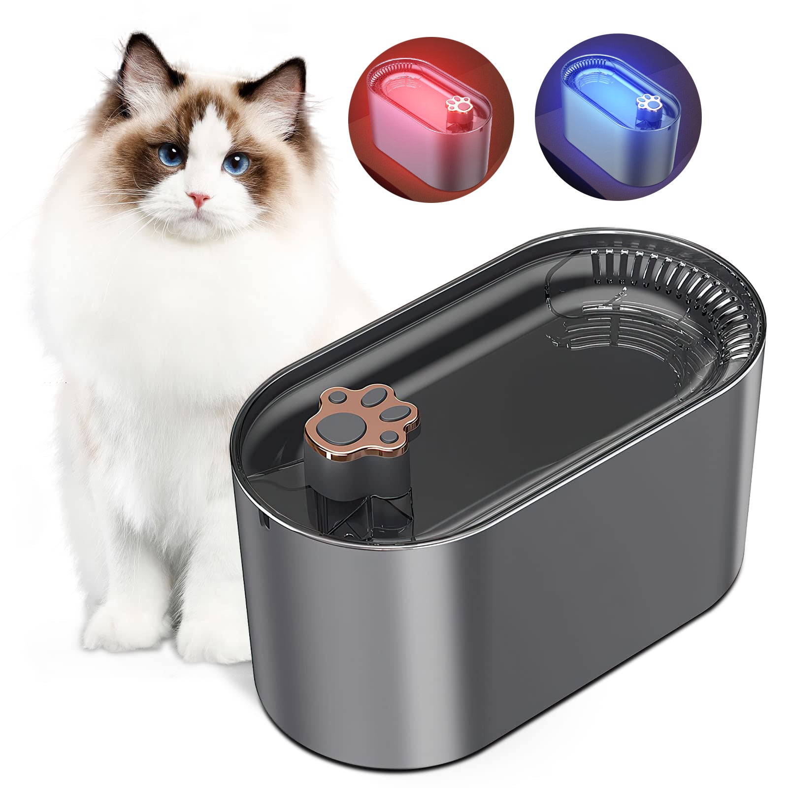 LED Cat Water Fountain – 3L Ultra-Quiet Automatic Dispenser