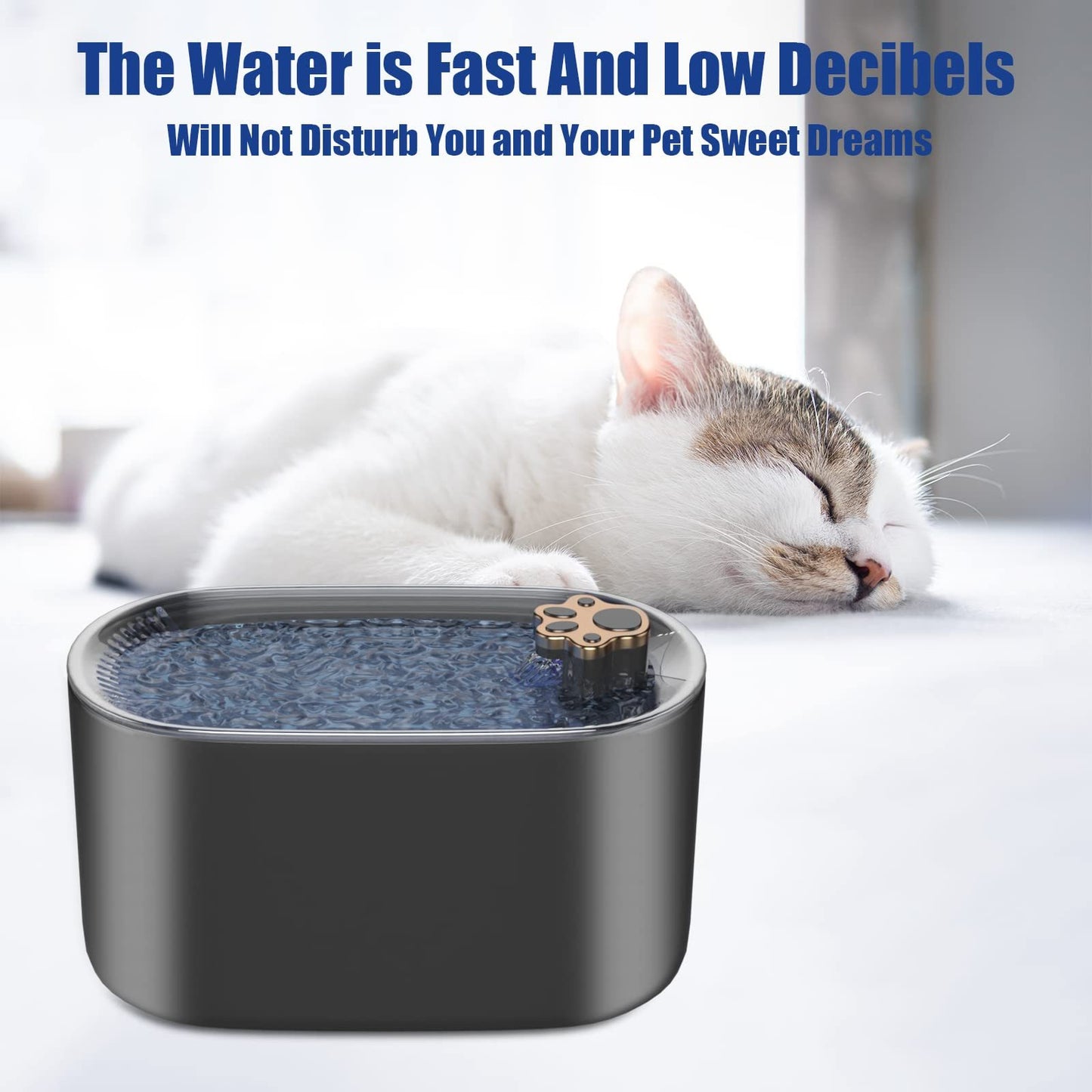 Fuente de agua para gatos con luz LED: dispensador automático ultrasilencioso de 3 l